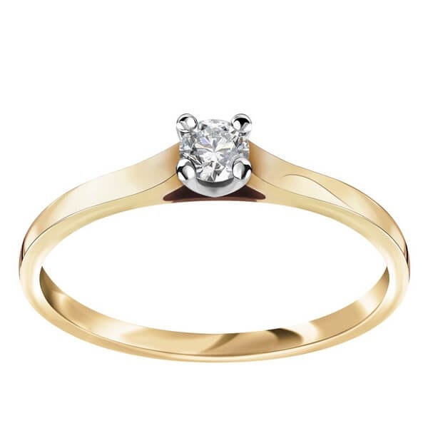 Złoty pierścionek zaręczynowy z brylantem żółte złoto Staviori