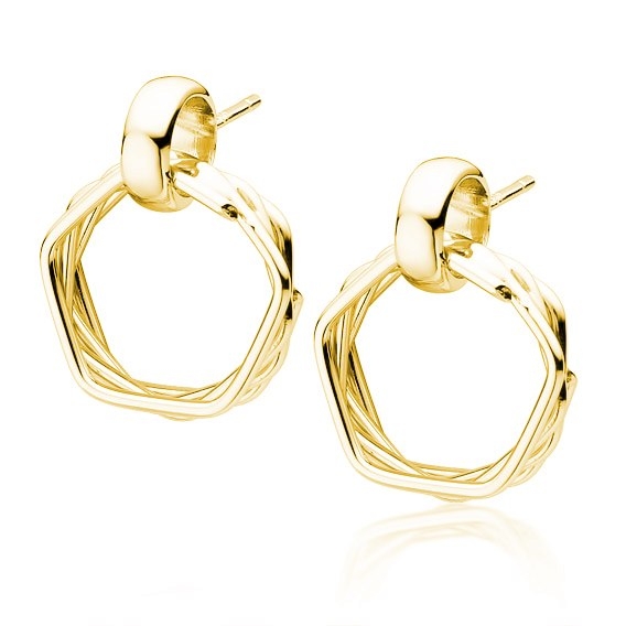 Srebrne kolczyki kółka pokryte żółtym złotem