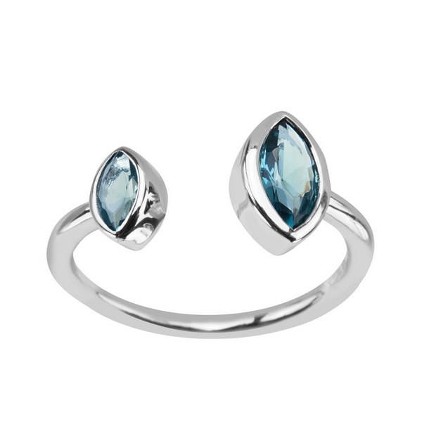 Srebrny pierścionek z niebieskimi szkiełkami srebro rodowane Staviori