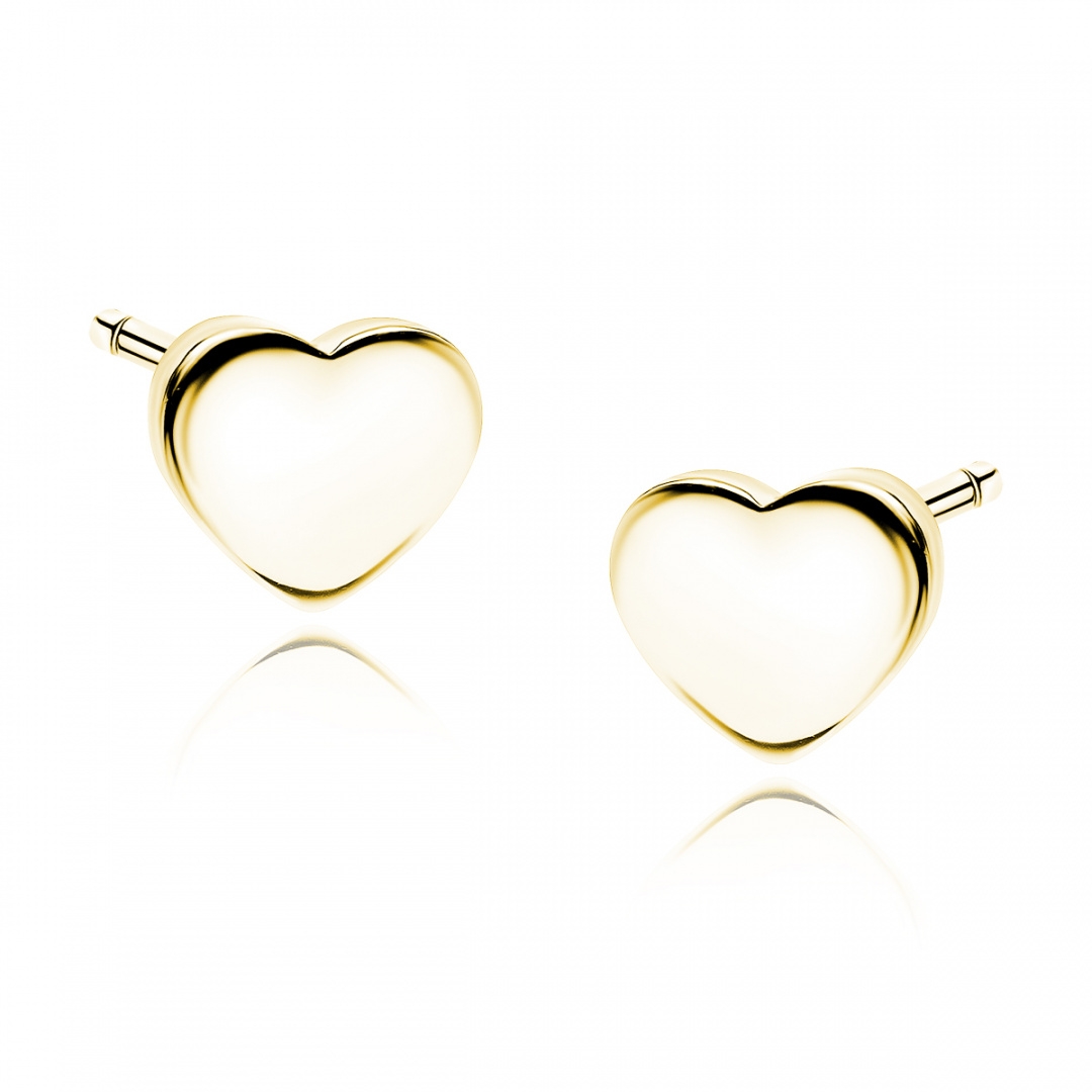 Kolczyki srebrne serca serduszka pozłacane żółte złoto wkrętki