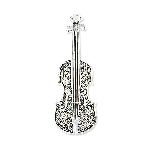 Srebrna broszka skrzypce markazyty prezent Staviori