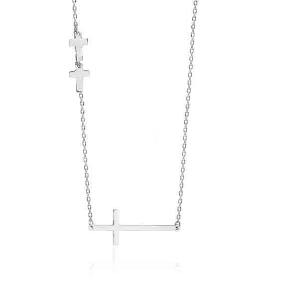 Srebrny naszyjnik celebrytka z krzyżykami prezent grawer