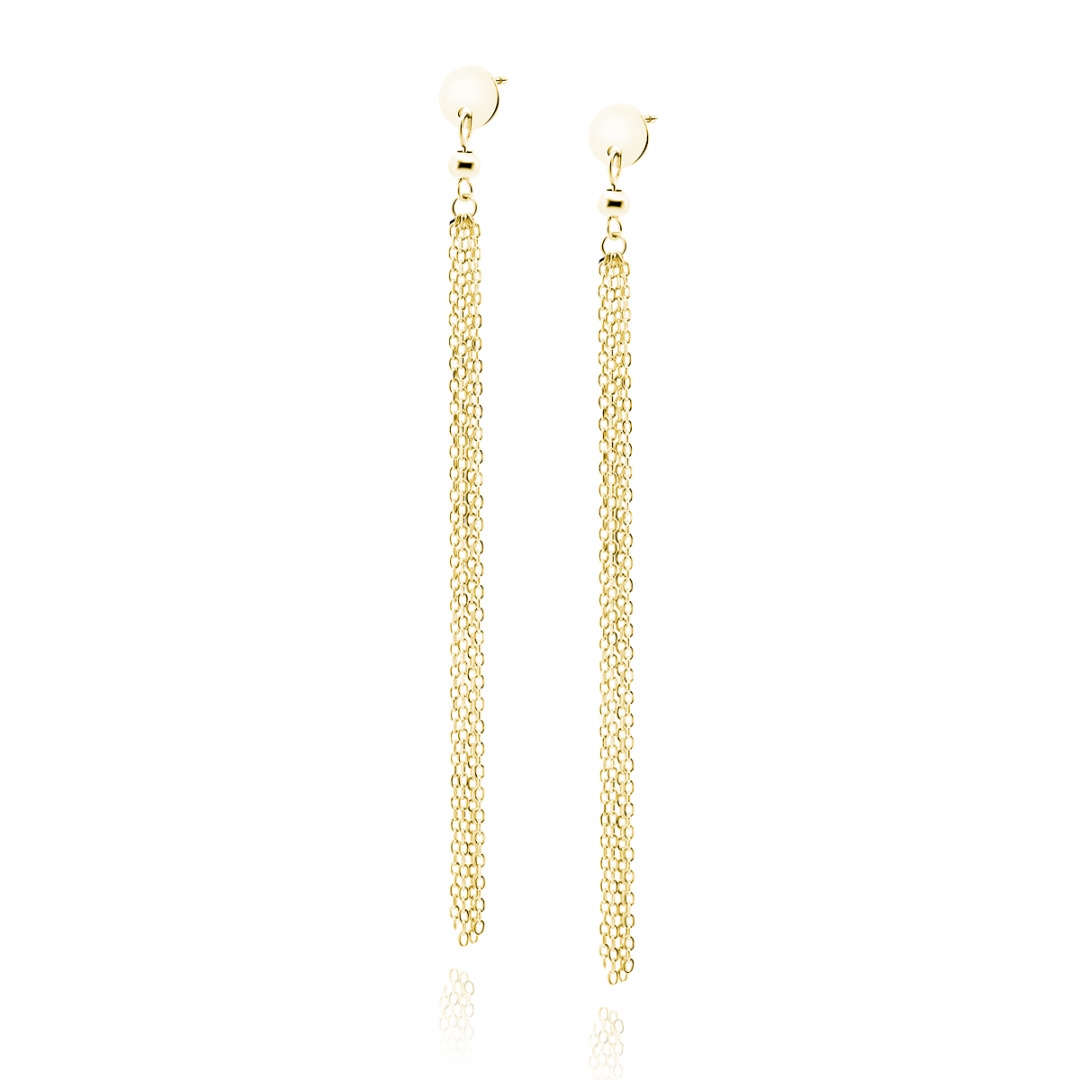 Srebrne kolczyki pozłacane wiszące łańcuszki