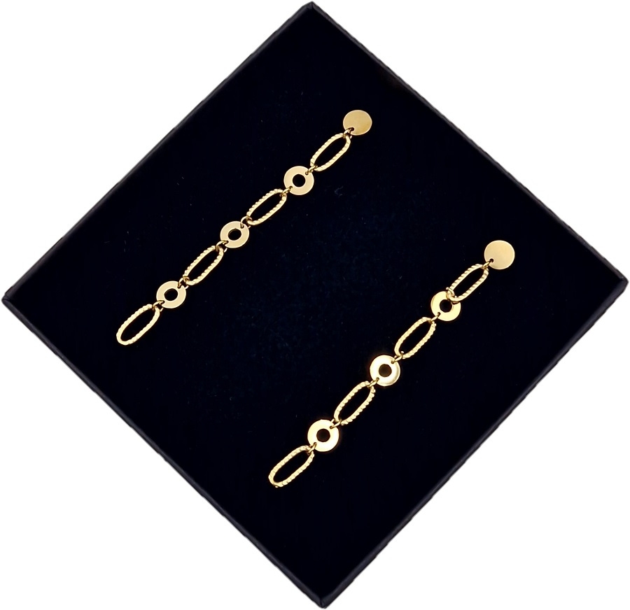 Kolczyki złote ze stali chirurgicznej wiszące łańcuszki