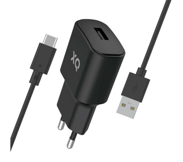 Xqisit USB A 2,4 A + kabel USB-C 1m (czarny)