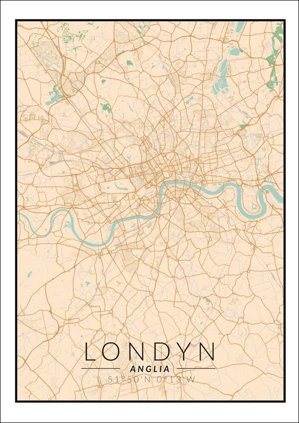 Plakat, Londyn mapa kolorowa, 29,7x42 cm