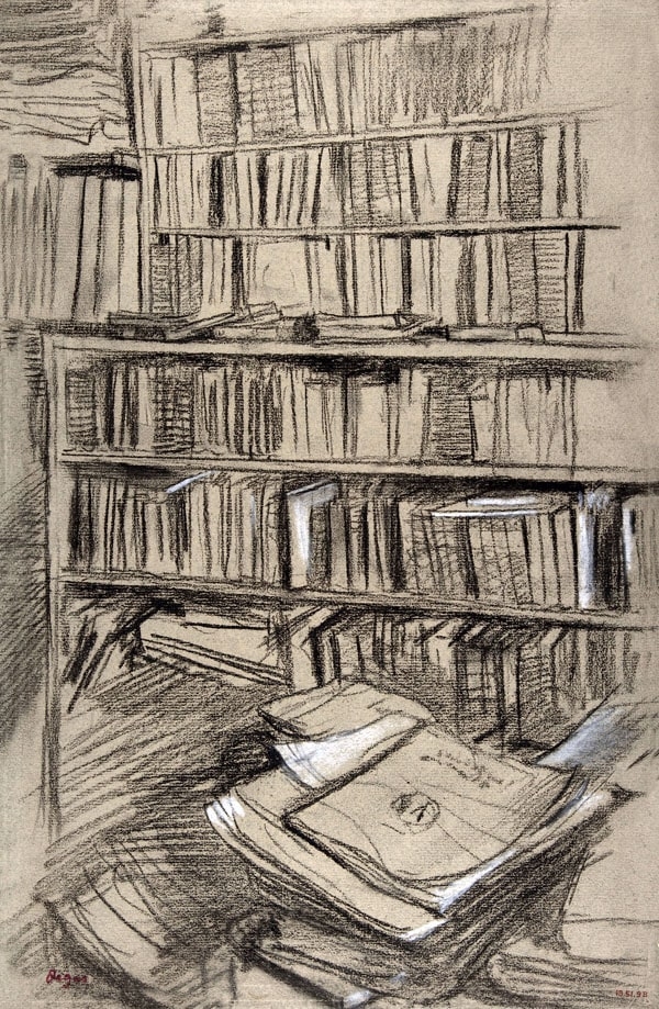 Bookshelves, Study for Edmond Duranty, Edgar Degas - plakat Wymiar do wyboru: 50x70 cm