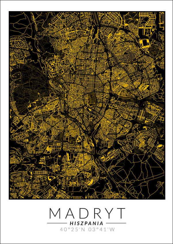 Galeria Plakatu, Plakat, Madryt Złota Mapa, 40x50 cm