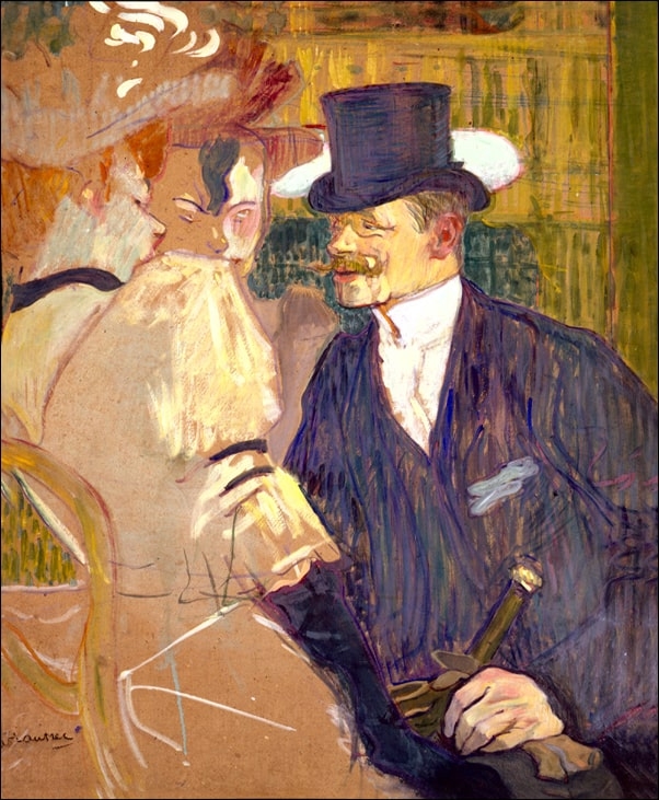 Galeria Plakatu, Plakat, The Englishman (William Tom Warrener, 1861–1934) at the Moulin Rouge, Henri de Toulouse-Lautrec, 40x50 cm