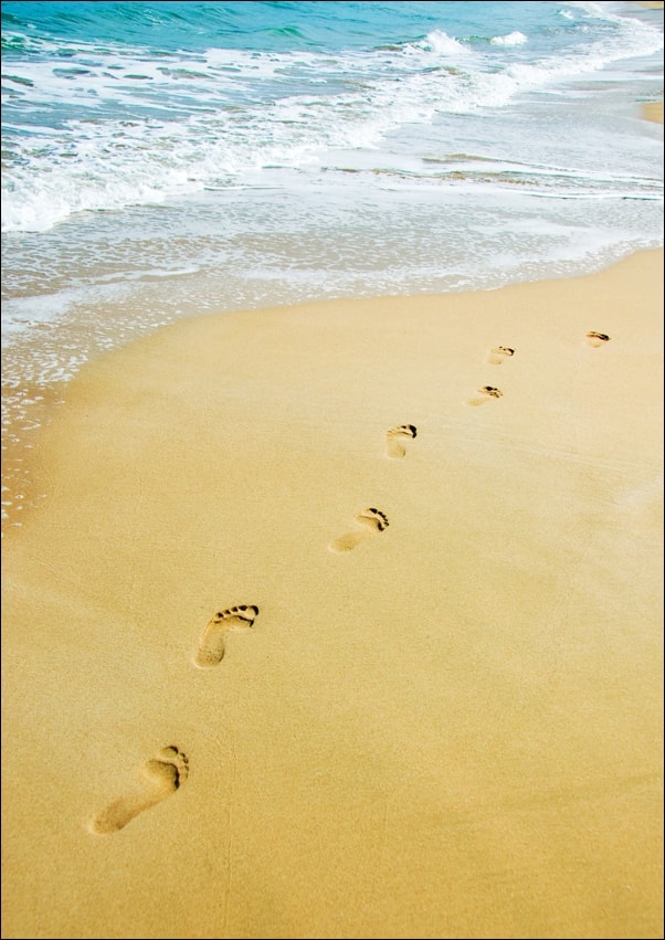 Galeria Plakatu, Plakat, Walking. Ślady stóp na plaży, 21x29,7 cm