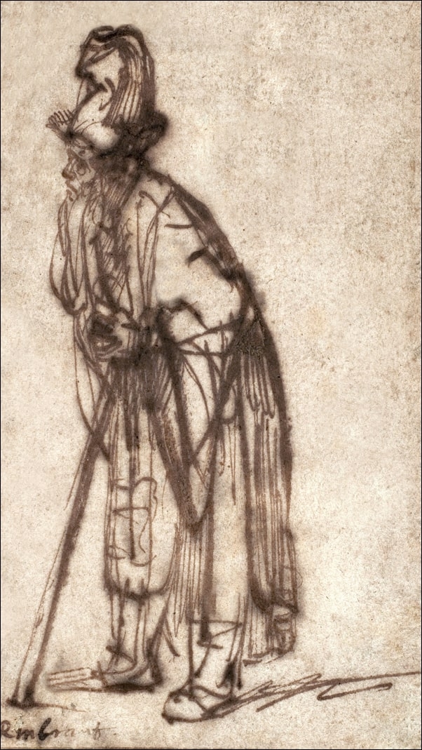 Galeria Plakatu, Plakat, Old Man Leaning on a Stick, Rembrandt, 30x40 cm