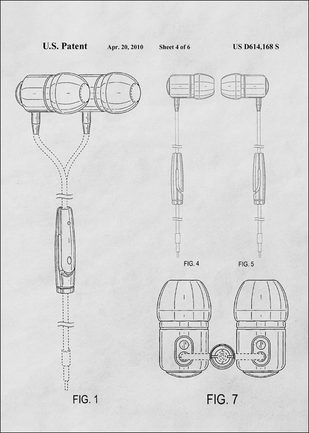 Patent, Sluchawki 2010 Biale - plakat Wymiar do wyboru: 40x50 cm