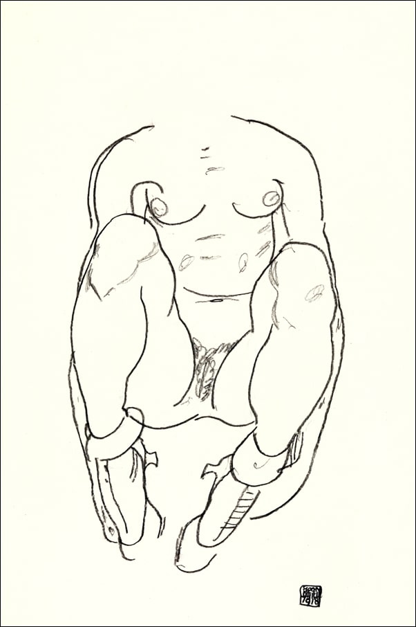 Torso of a Seated Woman with Boots, Egon Schiele - plakat Wymiar do wyboru: 40x50 cm