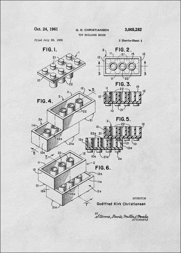 Patent, Lego 1961  - plakat Wymiar do wyboru: 61x91,5 cm