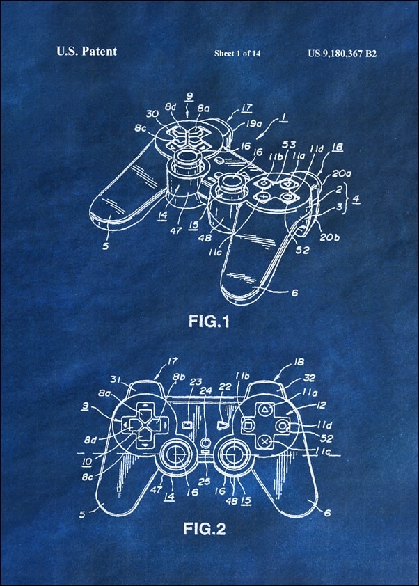 Patent, Sony Kontroler II Niebieski - plakat Wymiar do wyboru: 40x50 cm