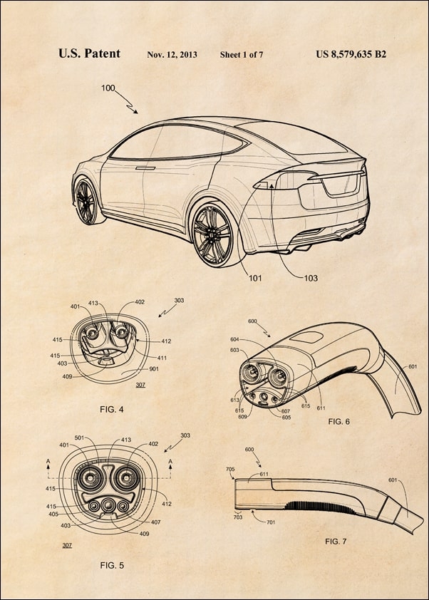 Patent, Pojazd Elektryczny 2013 sepia - plakat Wymiar do wyboru: 50x70 cm