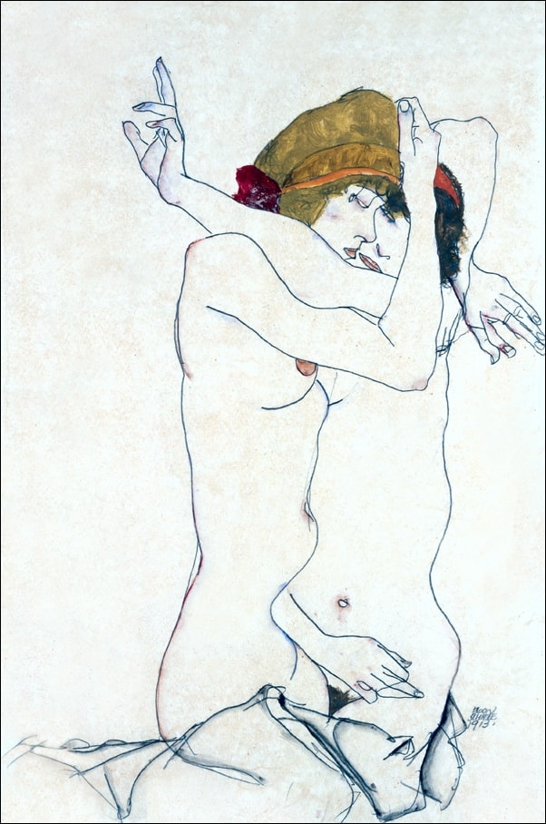 Two Women Embracing, Egon Schiele - plakat Wymiar do wyboru: 40x60 cm