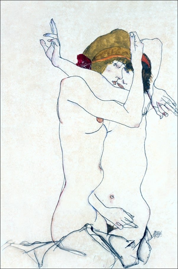 Two Women Embracing, Egon Schiele - plakat Wymiar do wyboru: 42x59,4 cm