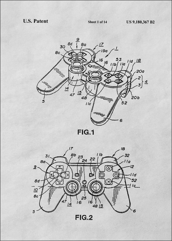 Patent, Sony Kontroler II Bialy - plakat Wymiar do wyboru: 70x100 cm