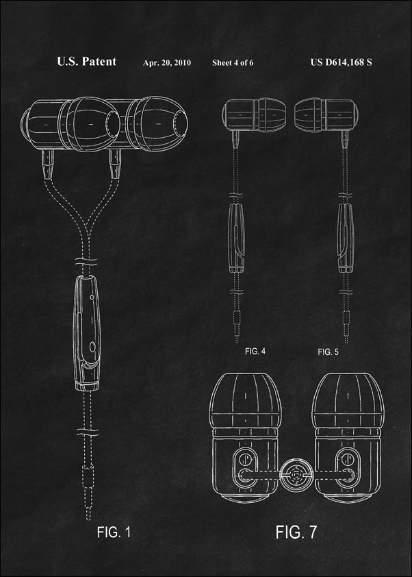 Patent, Sluchawki 2010 Czarne - plakat Wymiar do wyboru: 70x100 cm