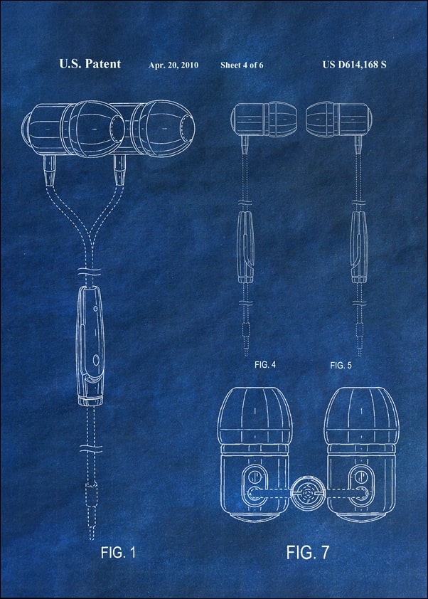 Patent, Sluchawki 2010 Niebieskie - plakat Wymiar do wyboru: 70x100 cm