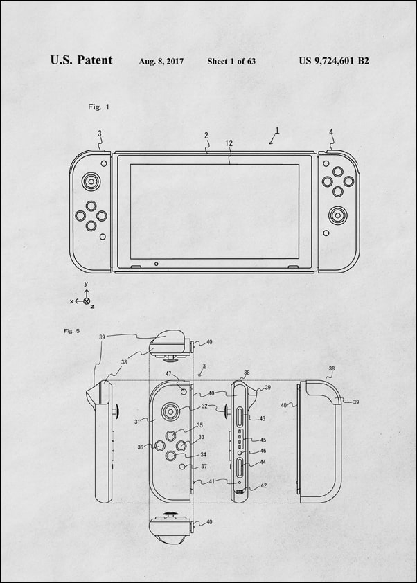 Patent, Konsola Nintendo Switch 2017 - plakat Wymiar do wyboru: 50x70 cm