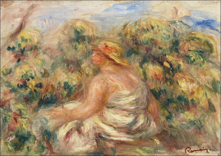Galeria Plakatu, Plakat, Woman with Hat in a Landscape, Pierre-Auguste Renoir, 29,7x21 cm