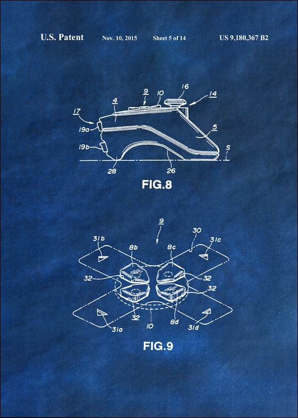 Patent, Sony Kontroler 2015 Niebieski - plakat Wymiar do wyboru: 40x50 cm
