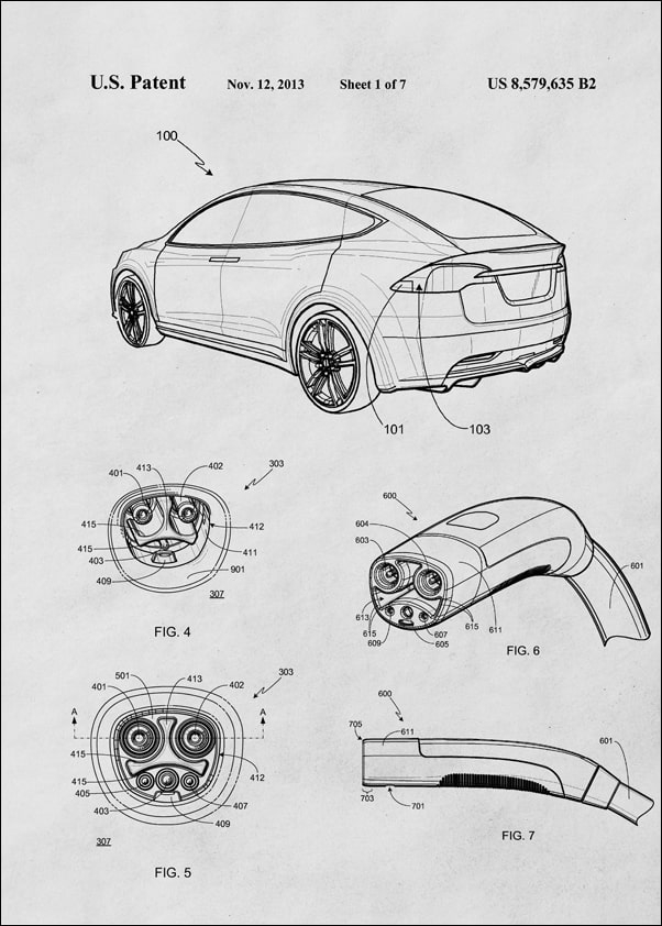 Patent, Pojazd Elektryczny 2013 Bialy - plakat Wymiar do wyboru: 30x40 cm
