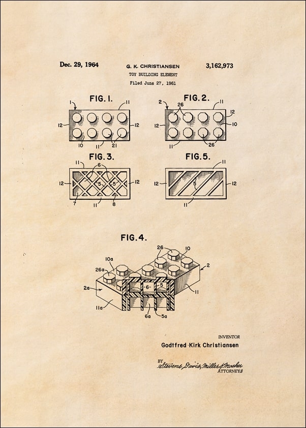 Patent, Lego II 1964 sepia - plakat Wymiar do wyboru: 70x100 cm