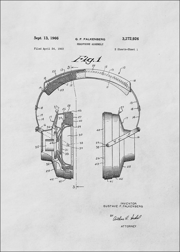 Patent, Sluchawki 1966 Biale - plakat Wymiar do wyboru: 61x91,5 cm