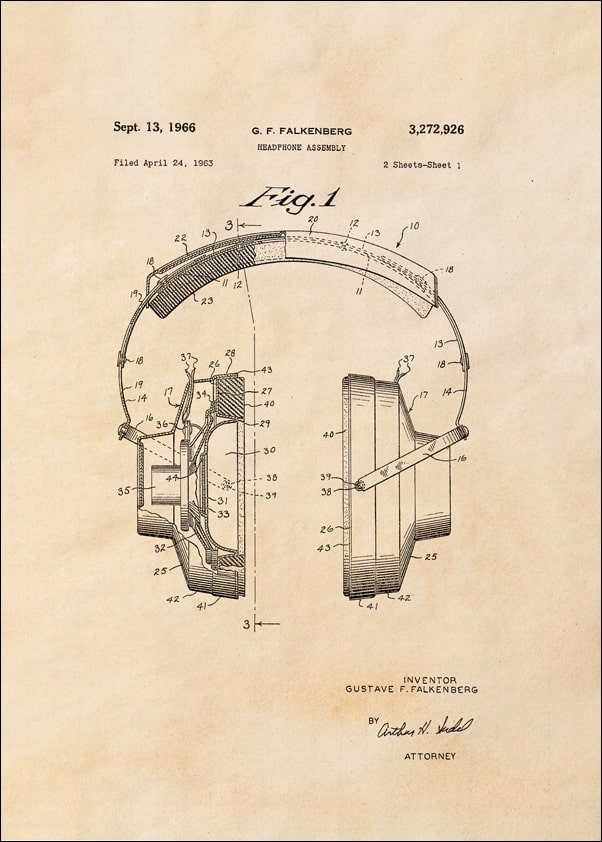 Patent, Sluchawki 1966 - plakat Wymiar do wyboru: 21x29,7 cm