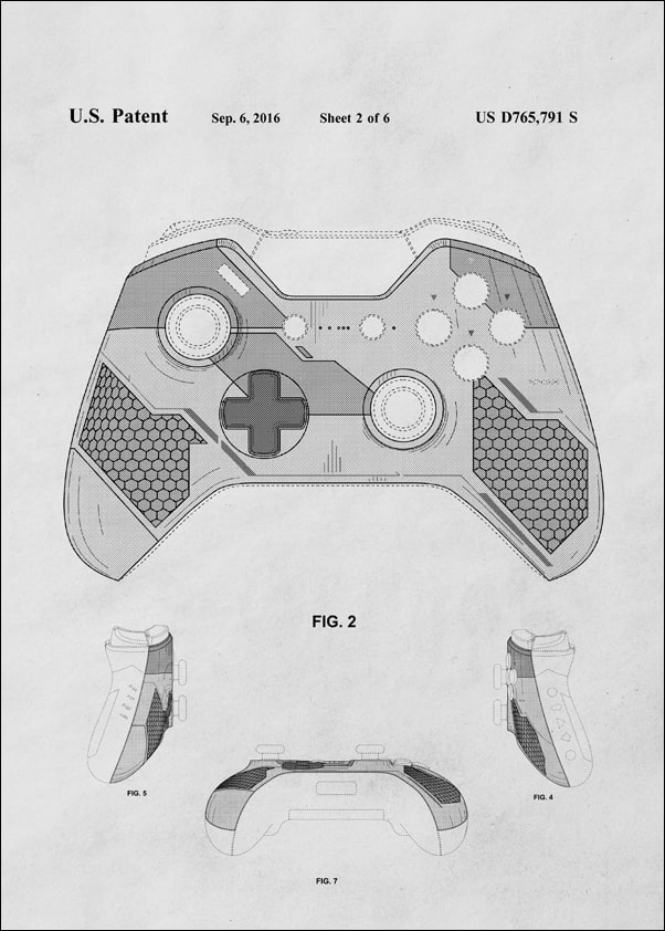 Patent, Kontroler XBox - plakat Wymiar do wyboru: 60x80 cm