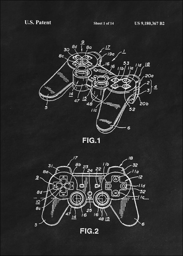 Patent, Sony Kontroler II Czarny - plakat Wymiar do wyboru: 61x91,5 cm