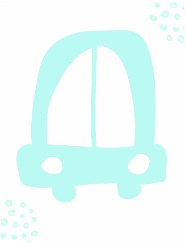 Plakat, Błękitne auto, 29,7x42 cm