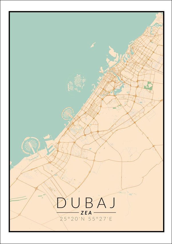 Dubaj mapa kolorowa - plakat 20x30 cm