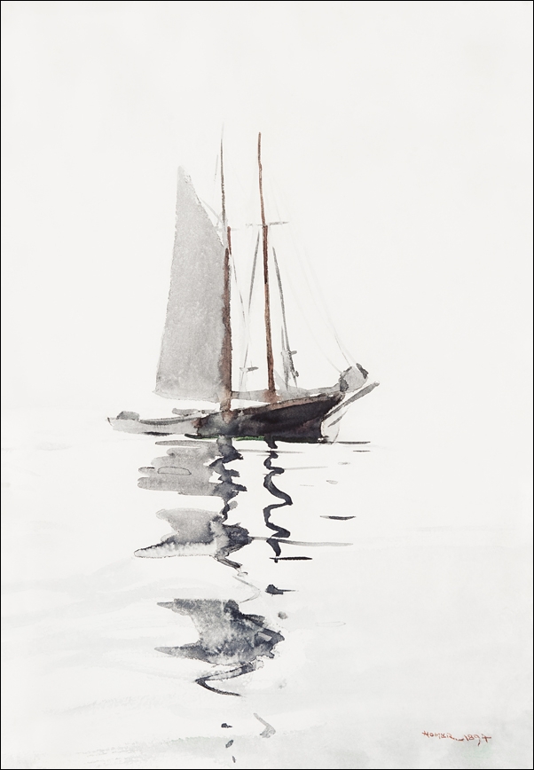 Galeria Plakatu, Plakat, Two–masted Schooner with Dory, Winslow Homer, 42x59,4 cm