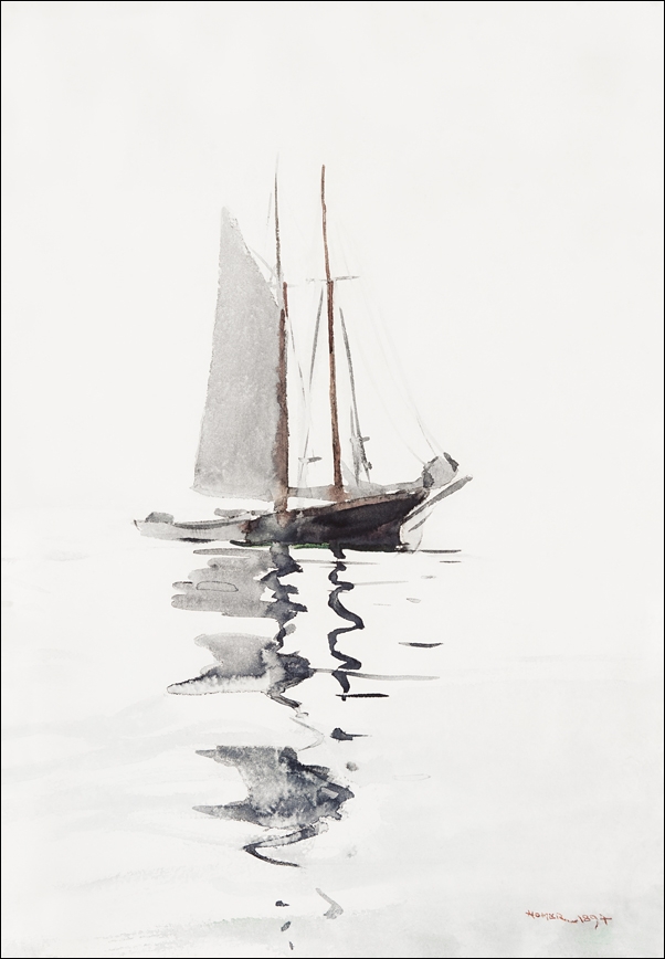 Galeria Plakatu, Plakat, Two–masted Schooner with Dory, Winslow Homer, 50x70 cm
