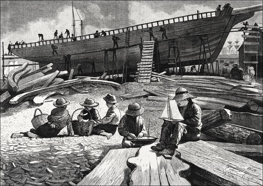 Galeria Plakatu, Plakat, Ship-Building, Gloucester Harbor, Winslow Homer, 50x40 cm