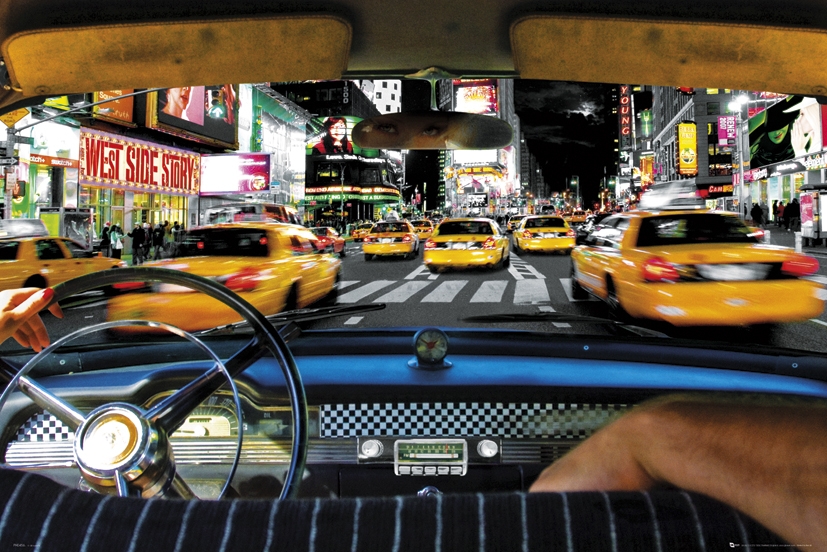 Plakat, Nowy Jork Times Square Taxi Ride, 91,5x61 cm