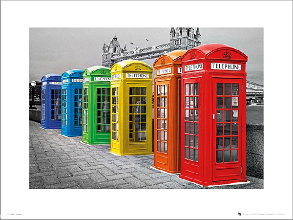 Plakat, London Phoneboxes Colour, 40x30 cm