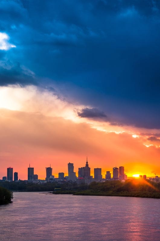 Plakat, Warszawa Zachód Słońca nad Wisłą, 40x50 cm