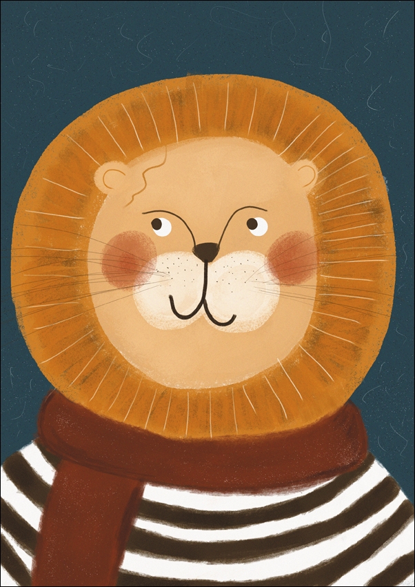 lew w szaliku - plakat Wymiar do wyboru: 30x40 cm