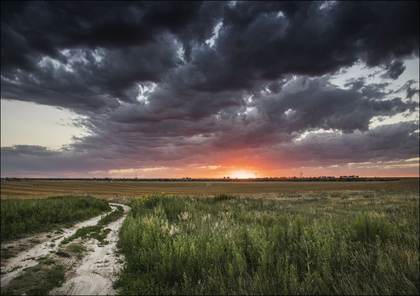 Sunset near Fort Morgan in northeastern Colorado, Carol Highsmith - plakat 100x70 cm