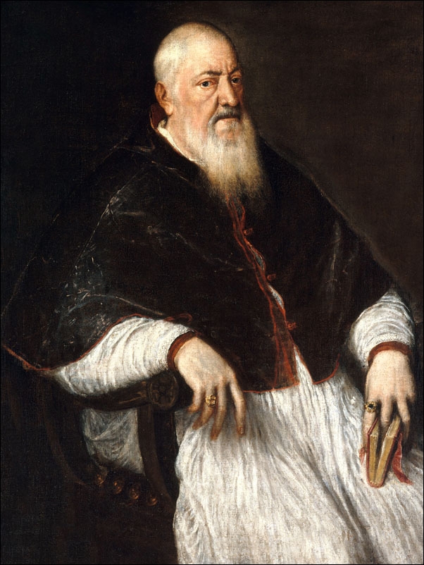 Filippo Archinto (born about 1500, died 1558), Archbishop of Milan, Tycjan - plakat Wymiar do wyboru: 40x50 cm