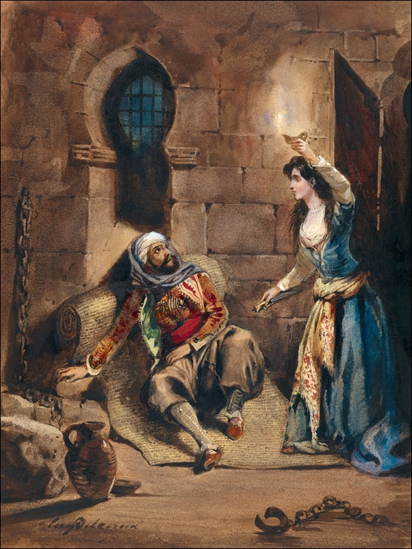 Episode from The Corsair by Lord Byron, Eugène Delacroix - plakat Wymiar do wyboru: 30x40 cm