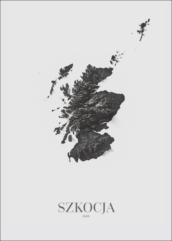 Szkocja, mapa grafitowa - plakat 30x40 cm