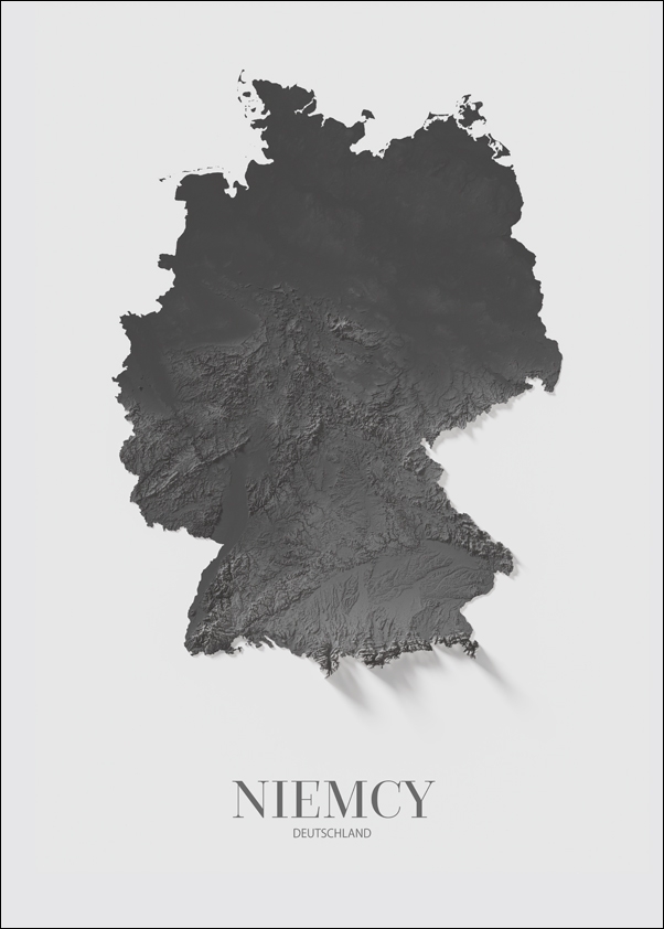 Niemcy, mapa grafitowa - plakat 59,4x84,1 cm