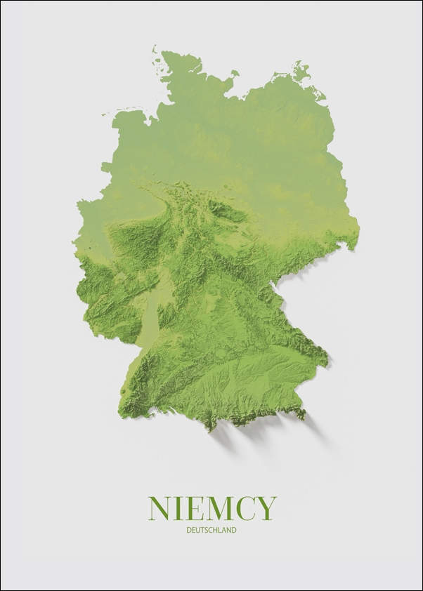Niemcy, mapa - plakat 50x70 cm