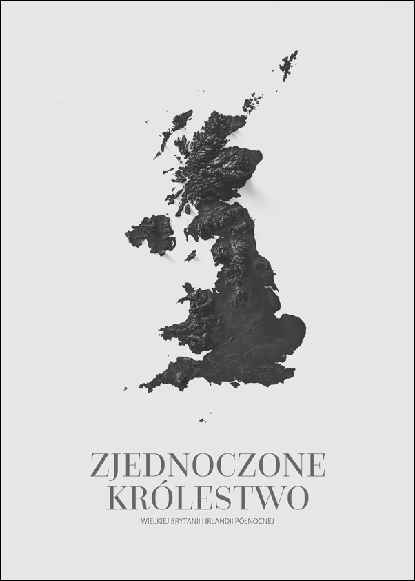 UK, mapa grafitowa - plakat 61x91,5 cm